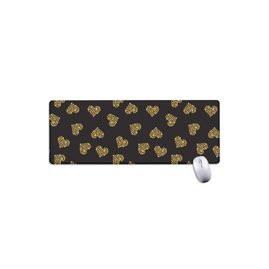Gold Heart (NOT Real) Glitter Print Extended Mouse Pad