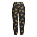 Gold Heart (NOT Real) Glitter Print Fleece Lined Knit Pants