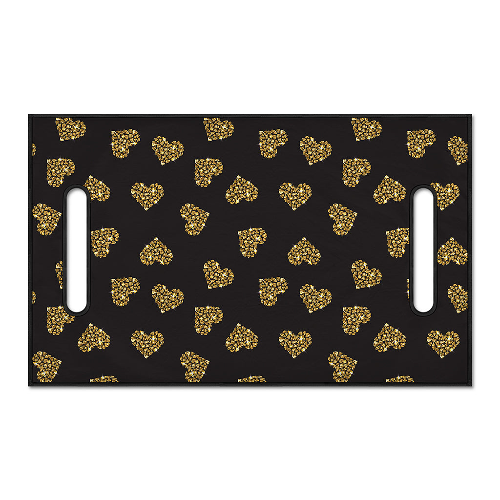 Gold Heart (NOT Real) Glitter Print Golf Cart Seat Cover