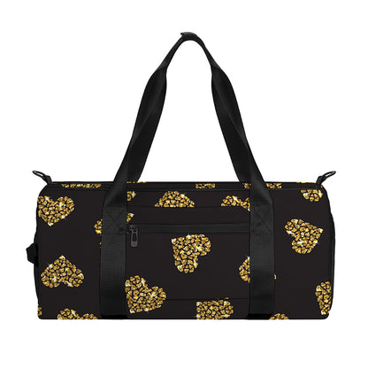 Gold Heart (NOT Real) Glitter Print Gym Bag
