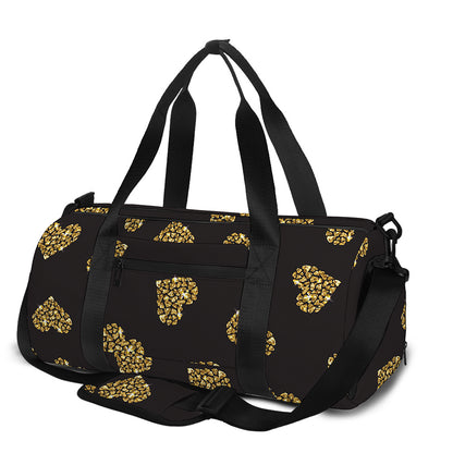 Gold Heart (NOT Real) Glitter Print Gym Bag