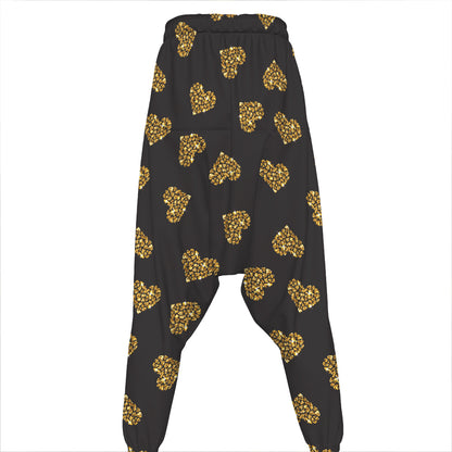 Gold Heart (NOT Real) Glitter Print Hammer Pants