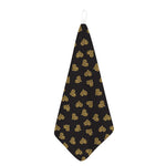 Gold Heart (NOT Real) Glitter Print Hand Towel