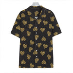 Gold Heart (NOT Real) Glitter Print Hawaiian Shirt