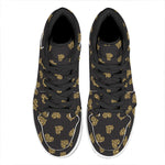 Gold Heart (NOT Real) Glitter Print High Top Leather Sneakers