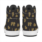 Gold Heart (NOT Real) Glitter Print High Top Leather Sneakers