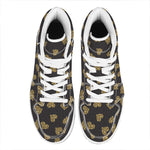 Gold Heart (NOT Real) Glitter Print High Top Leather Sneakers