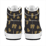 Gold Heart (NOT Real) Glitter Print High Top Leather Sneakers