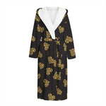 Gold Heart (NOT Real) Glitter Print Hooded Bathrobe