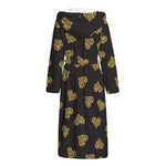 Gold Heart (NOT Real) Glitter Print Hooded Bathrobe