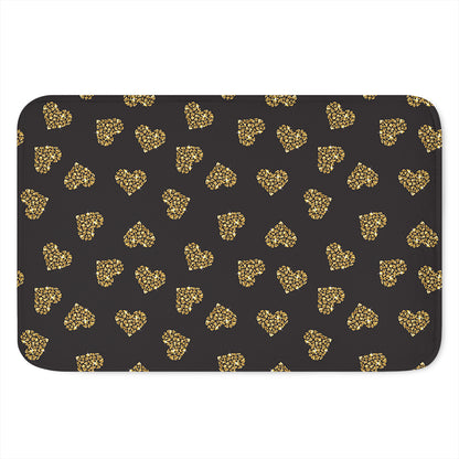 Gold Heart (NOT Real) Glitter Print Indoor Door Mat