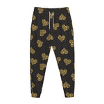 Gold Heart (NOT Real) Glitter Print Jogger Pants