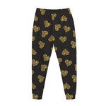 Gold Heart (NOT Real) Glitter Print Jogger Pants