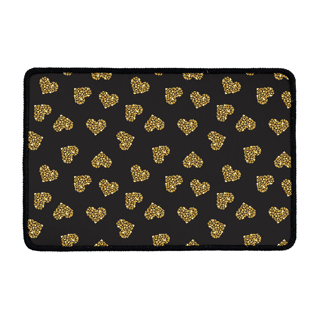 Gold Heart (NOT Real) Glitter Print Kitchen Mat