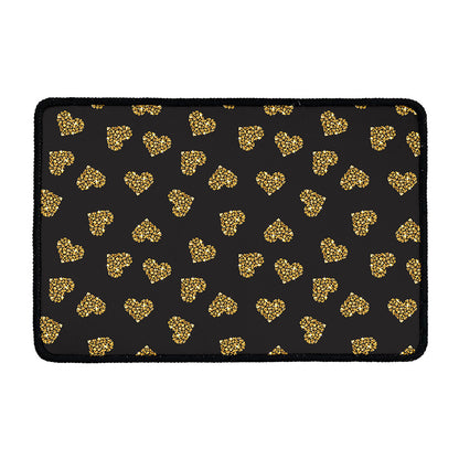 Gold Heart (NOT Real) Glitter Print Kitchen Mat