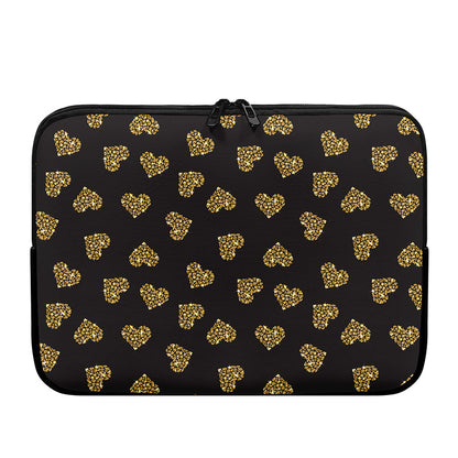 Gold Heart (NOT Real) Glitter Print Laptop Sleeve