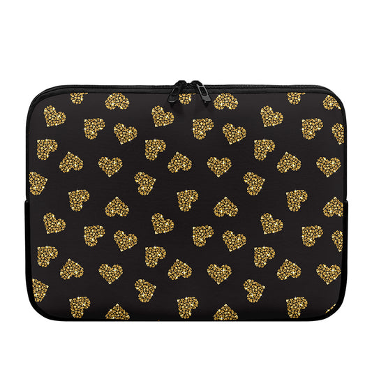 Gold Heart (NOT Real) Glitter Print Laptop Sleeve