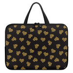 Gold Heart (NOT Real) Glitter Print Laptop Sleeve With Handle
