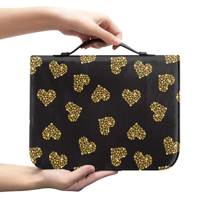 Gold Heart (NOT Real) Glitter Print Leather Bible Cover