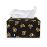 Gold Heart (NOT Real) Glitter Print Leather Tissue Box Cover