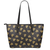 Gold Heart (NOT Real) Glitter Print Leather Tote Bag