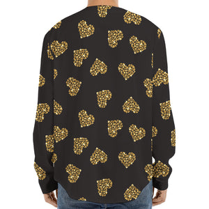 Gold Heart (NOT Real) Glitter Print Long Sleeve Baseball Jersey