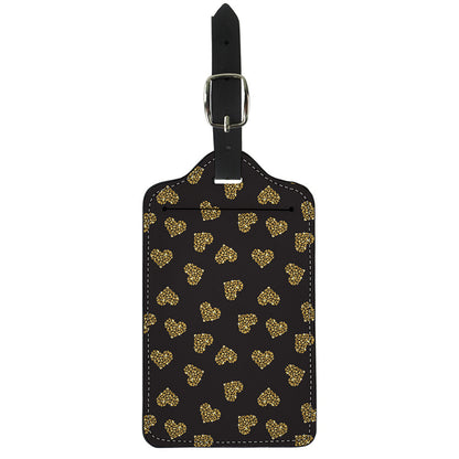 Gold Heart (NOT Real) Glitter Print Luggage Tag