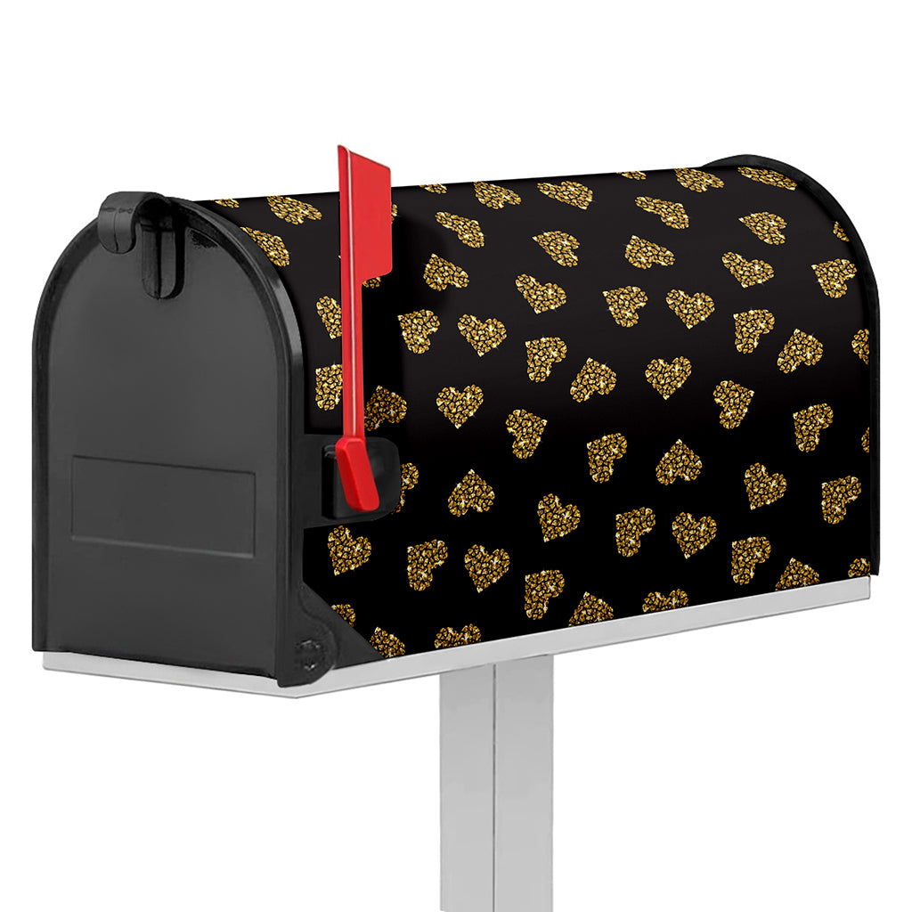 Gold Heart (NOT Real) Glitter Print Mailbox Cover