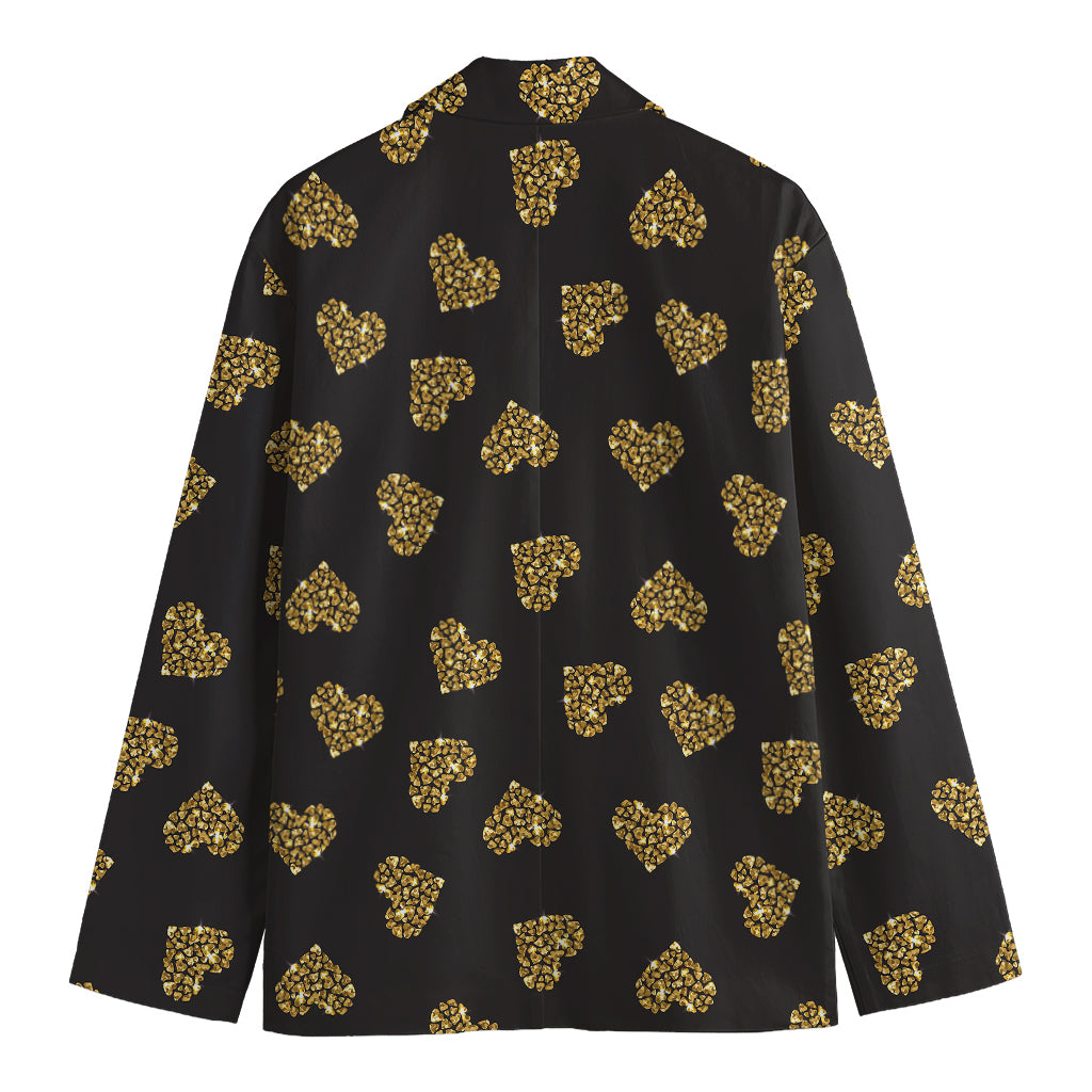 Gold Heart (NOT Real) Glitter Print Men's Blazer