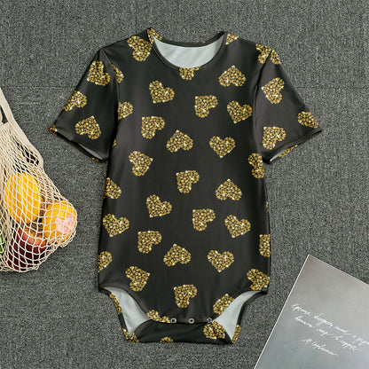 Gold Heart (NOT Real) Glitter Print Men's Bodysuit