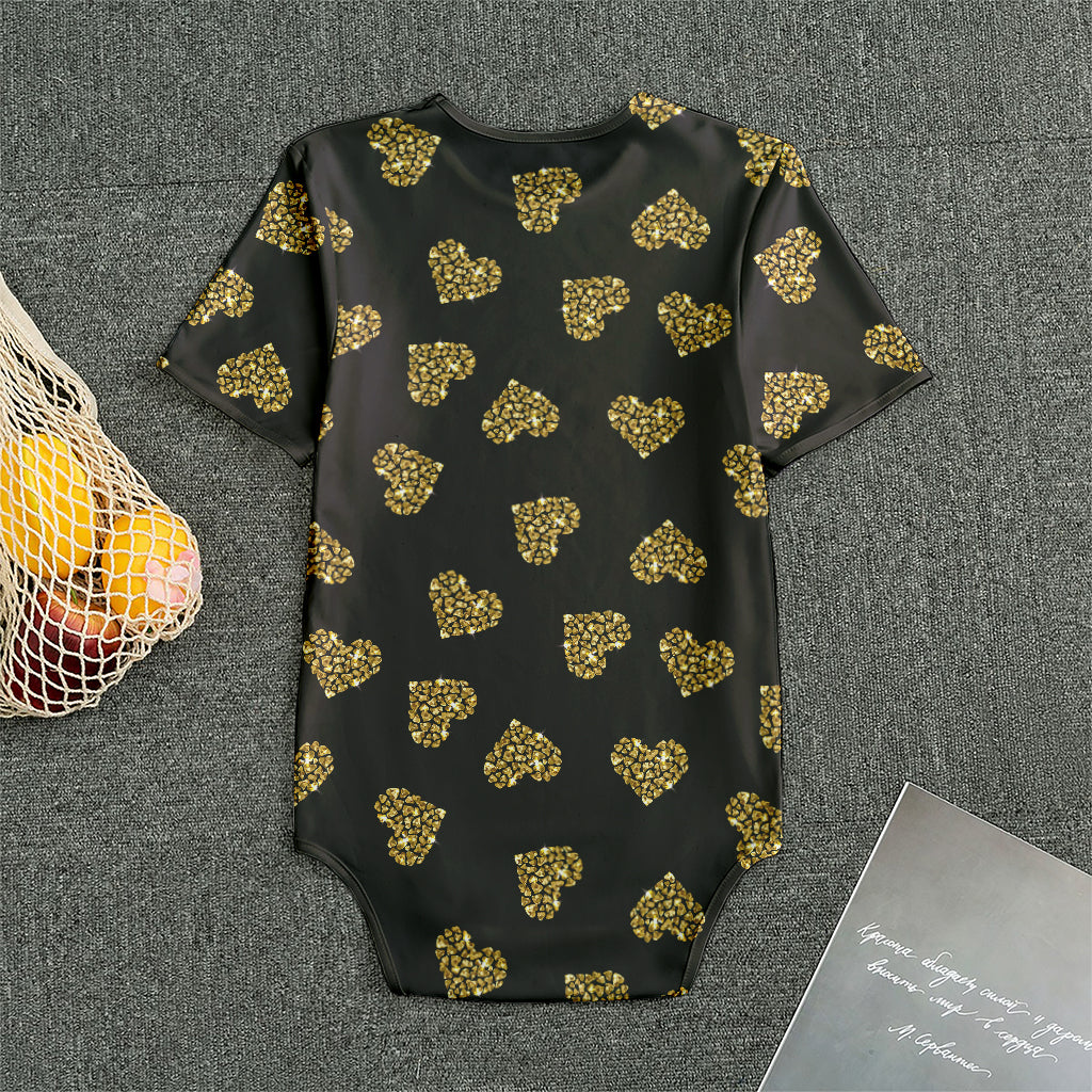 Gold Heart (NOT Real) Glitter Print Men's Bodysuit