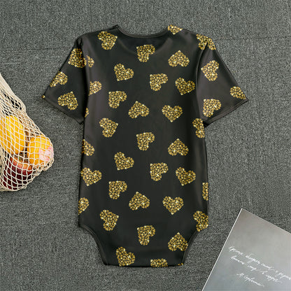 Gold Heart (NOT Real) Glitter Print Men's Bodysuit