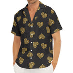 Gold Heart (NOT Real) Glitter Print Men's Deep V-Neck Shirt