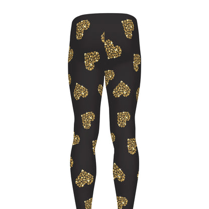 Gold Heart (NOT Real) Glitter Print Men's leggings