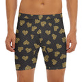 Gold Heart (NOT Real) Glitter Print Men's Long Boxer Briefs