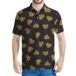Gold Heart (NOT Real) Glitter Print Men's Polo Shirt