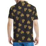 Gold Heart (NOT Real) Glitter Print Men's Polo Shirt