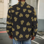 Gold Heart (NOT Real) Glitter Print Men's Shirt Jacket