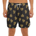 Gold Heart (NOT Real) Glitter Print Men's Split Running Shorts
