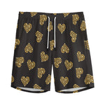 Gold Heart (NOT Real) Glitter Print Men's Sports Shorts