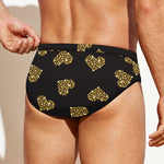 Gold Heart (NOT Real) Glitter Print Men's Swim Briefs