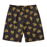 Gold Heart (NOT Real) Glitter Print Men's Swim Trunks