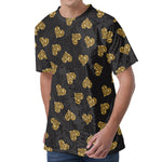 Gold Heart (NOT Real) Glitter Print Men's Velvet T-Shirt