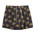 Gold Heart (NOT Real) Glitter Print Mesh Shorts