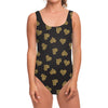 Gold Heart (NOT Real) Glitter Print One Piece Swimsuit