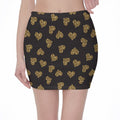 Gold Heart (NOT Real) Glitter Print Pencil Mini Skirt