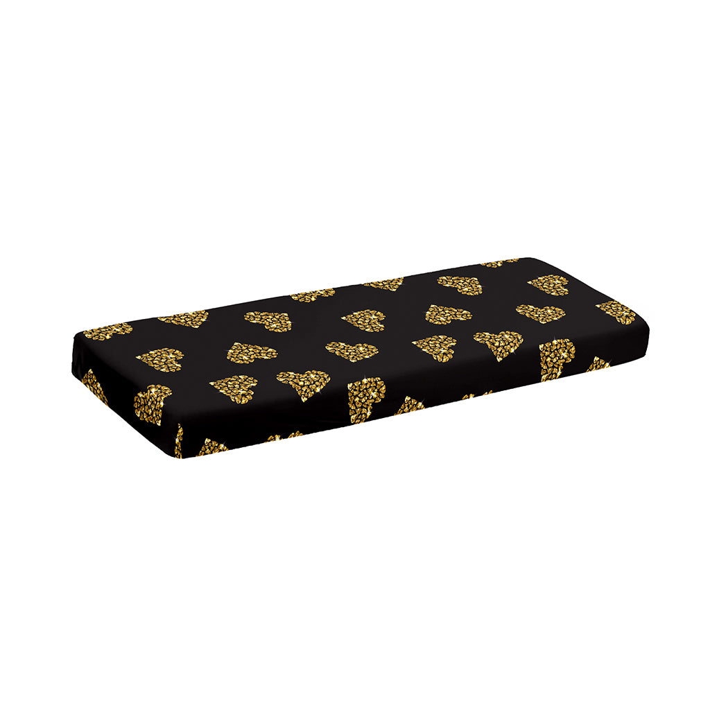 Gold Heart (NOT Real) Glitter Print Piano Keyboard Cover
