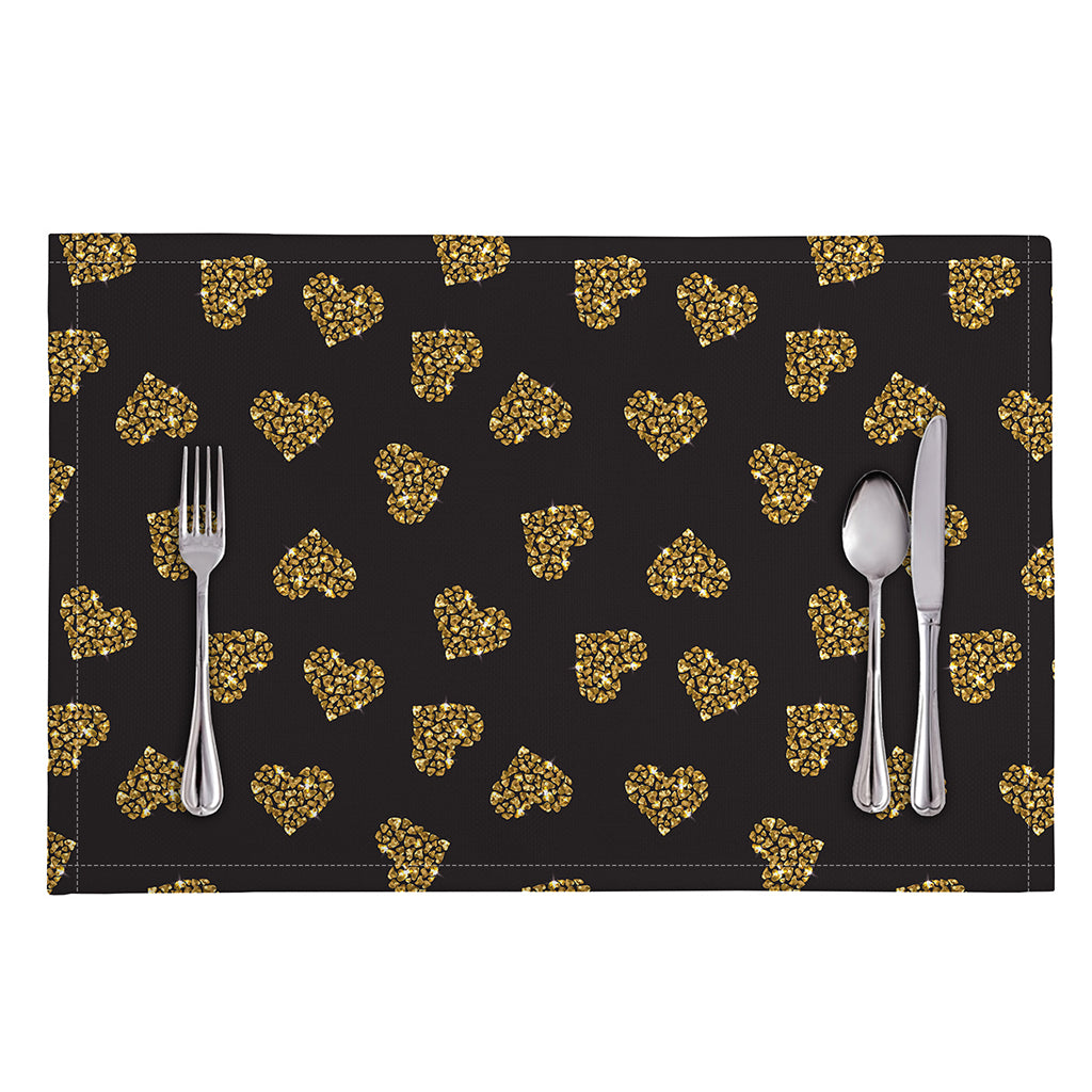 Gold Heart (NOT Real) Glitter Print Placemat