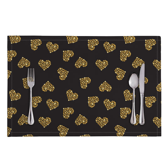 Gold Heart (NOT Real) Glitter Print Placemat