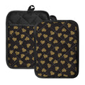 Gold Heart (NOT Real) Glitter Print Pot Holders With Pocket